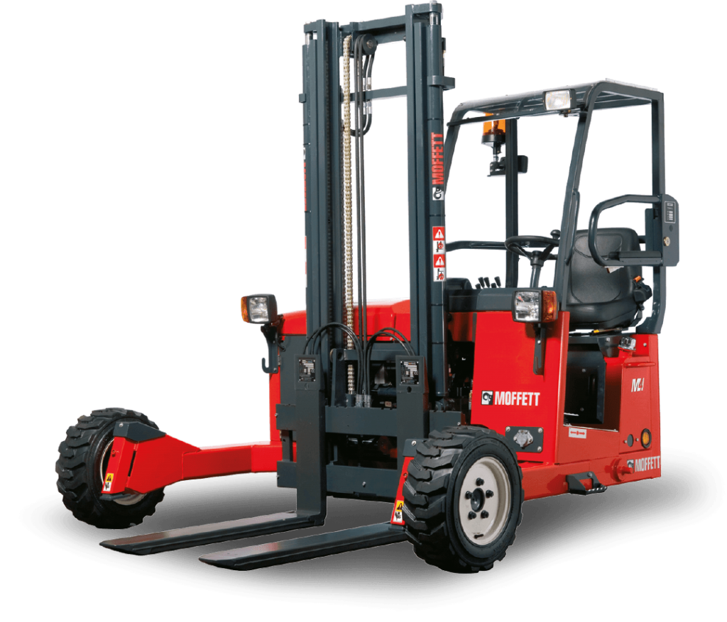 KOOI-reachForks on a Moffett, mounty forklift, for loading and unloading of goods.