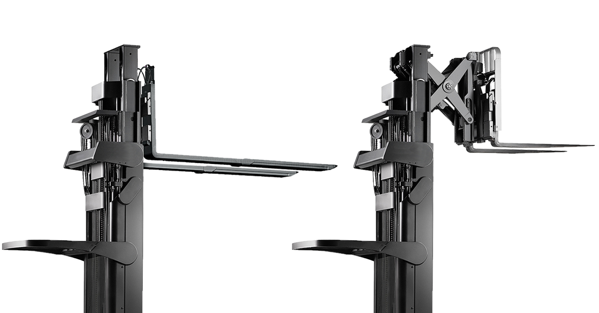 Comparison between low-maintenance hydraulic extension forks and a heavy-duty pantograph system for forklift.