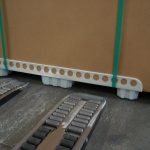 Forklift palletless handling attachment, RollerForks for handling IKEA pallets like optiledge and corrugated pallets.