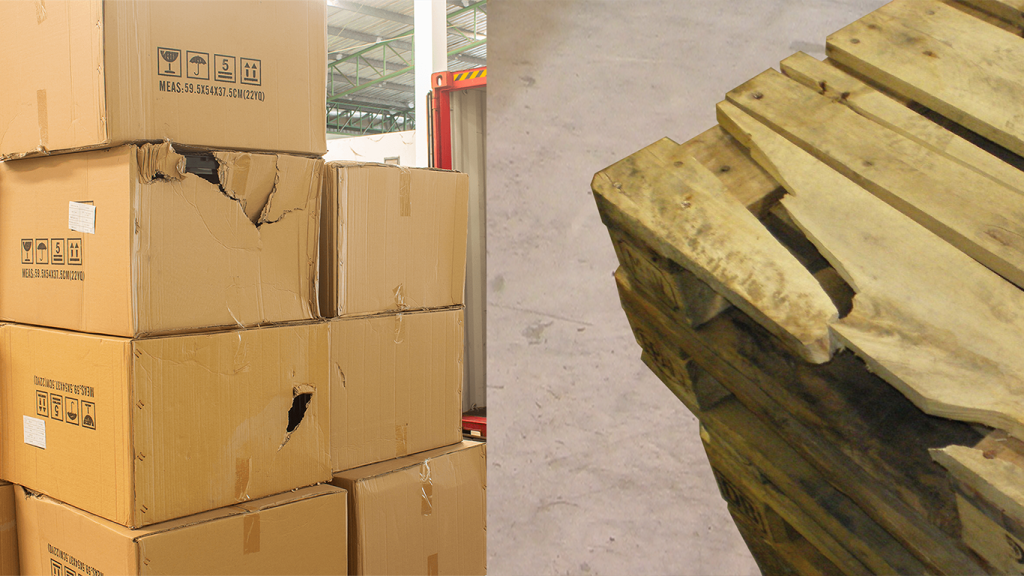 Damage to Pallets and Goods May Indicate Wrong Sized Forks Meijer