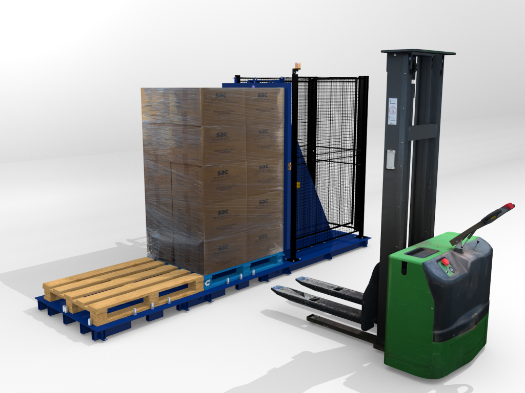 Stationary pallet changer